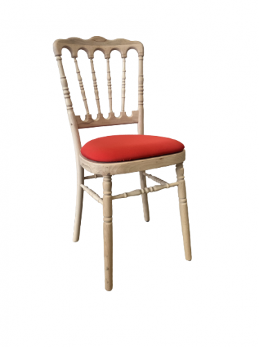 Chaise Napoléon bois brut galette rouge 